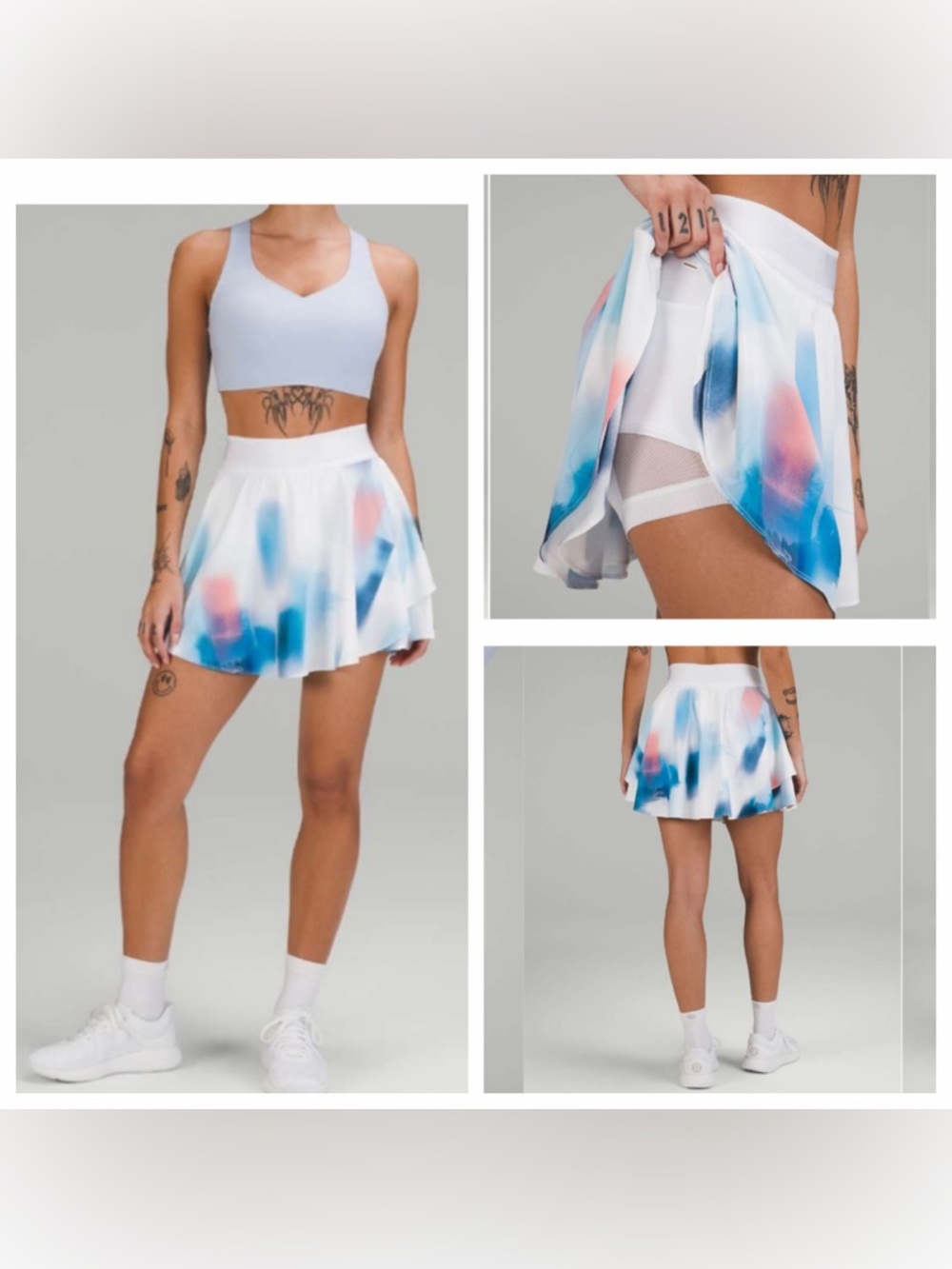 LULULEMON Court Rival Tiered Skirt Skort Baseline Wash Print Multi Athletic 8